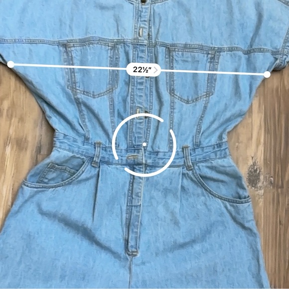 VTG 80s 90s Light Wash Blue Jean Denim Button Through Romper - Picture 7 of 10